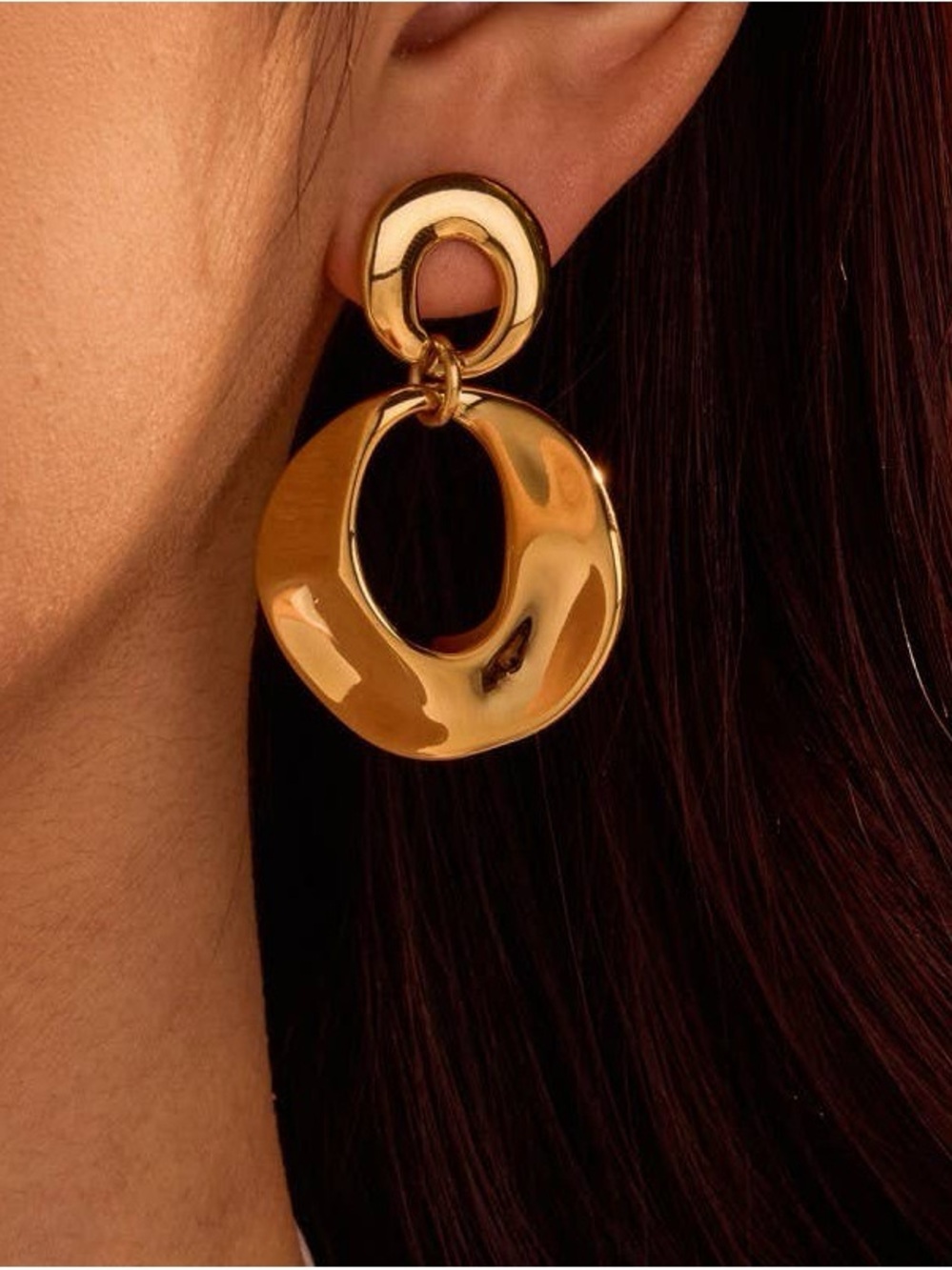 Water Proof Tarnish Free Gold Dangle Hoop Earrings Women’s